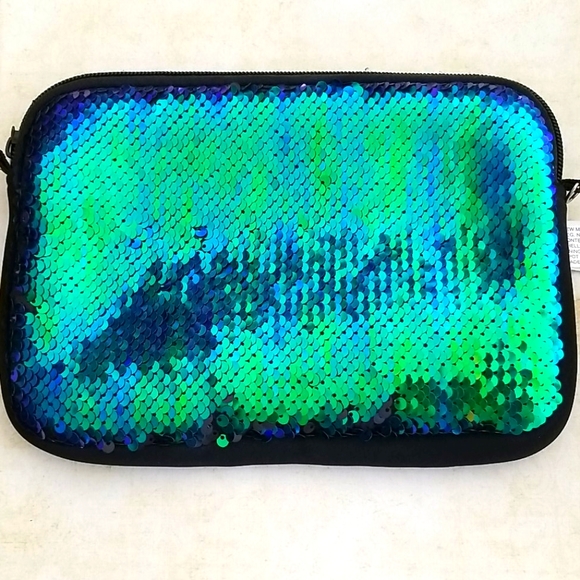 Mermaid Sequin Soft Zip Top Pouch Handbag - Picture 6 of 14